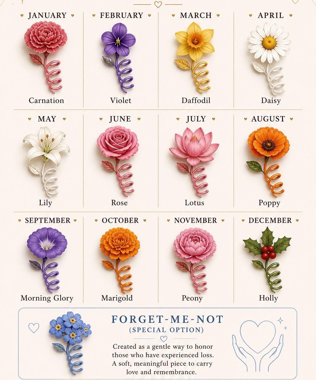 Birth Month Flower Loc Spirals